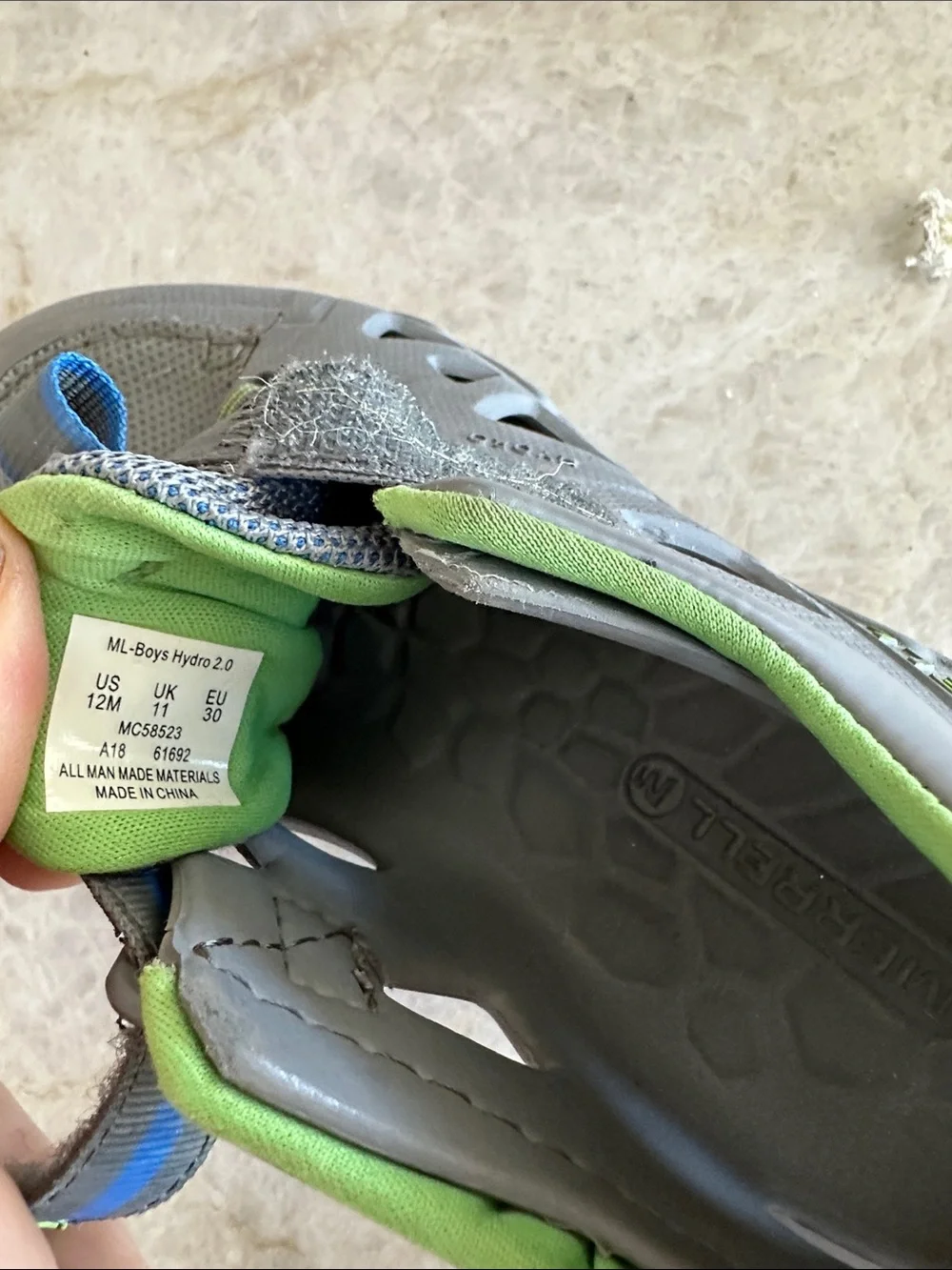 Merrell Kids Gray, Blue & Green Water Shoes 12 waterproof